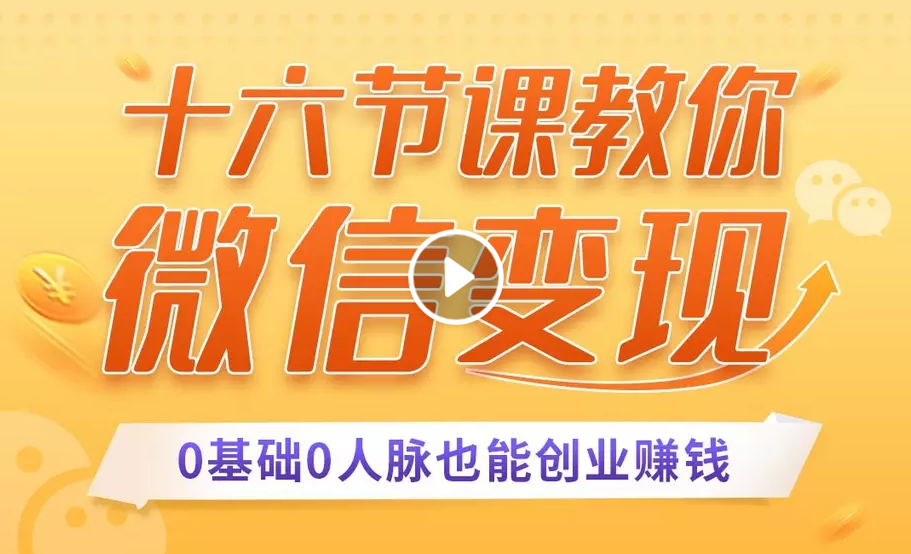 十六节课教你零基础微信变现，用单品打爆市场，每月收入超过10万+-杨大侠副业网