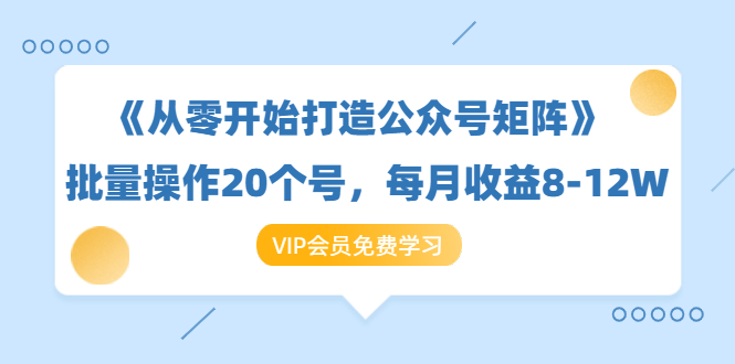 《从零开始打造公众号矩阵》批量操作20个号，每月收益大概8-12W（44节课）-杨大侠副业网