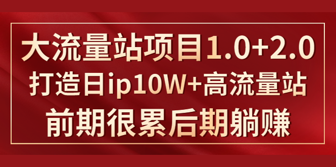 《大流量站项目1.0+2.0》打造日IP10W+高流量站，前期很累后期躺赚-杨大侠副业网