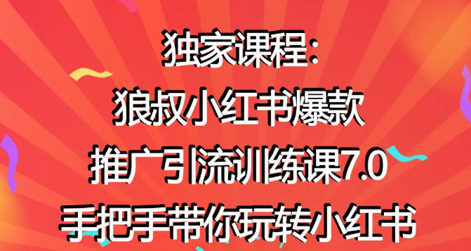 狼叔小红书爆款推广引流训练课7.0，手把手带你玩转小红书-杨大侠副业网