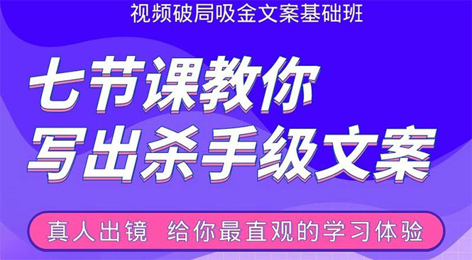 张根视频破局吸金文案班：节节课教你写出杀手级文案(附67页文案训练手册)-杨大侠副业网