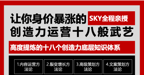 让你的身价暴涨的创造力运营十八般武艺 高度提炼的18个创造力底层知识体系-杨大侠副业网