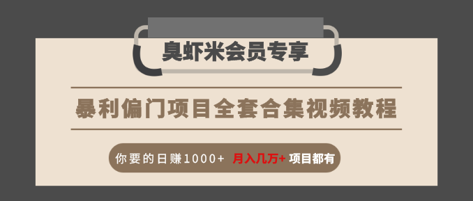 暴利偏门项目全套合集视频教程：你要的日赚1000+月入几万+项目都有-杨大侠副业网