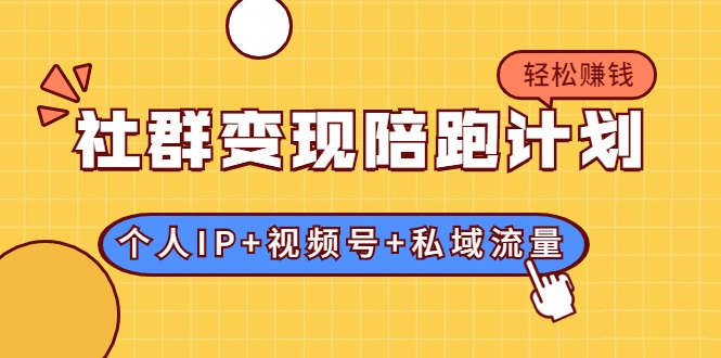 社群变现陪跑计划：建立“个人IP+视频号+私域流量”的社群商业模式轻松赚钱-杨大侠副业网