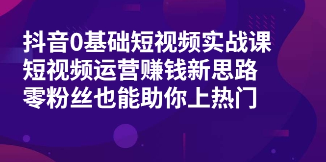 抖音0基础短视频实战课，短视频运营赚钱新思路，零粉丝也能助你上热门-杨大侠副业网