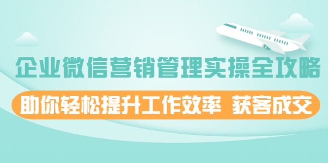 企业微信营销管理实操全攻略，助你轻松提升工作效率 获客成交 价值680元-杨大侠副业网