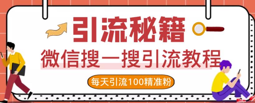 微信搜一搜引流教程，每天引流100精准粉-杨大侠副业网