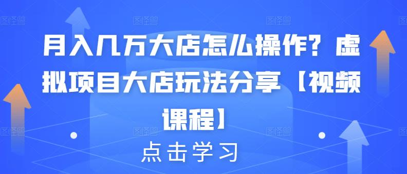 月入几万大店怎么操作？虚拟项目大店玩法分享【视频课程】-杨大侠副业网