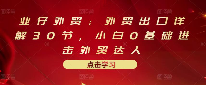 业仔外贸：外贸出口详解30节，小白0基础进击外贸达人 价值666元-杨大侠副业网