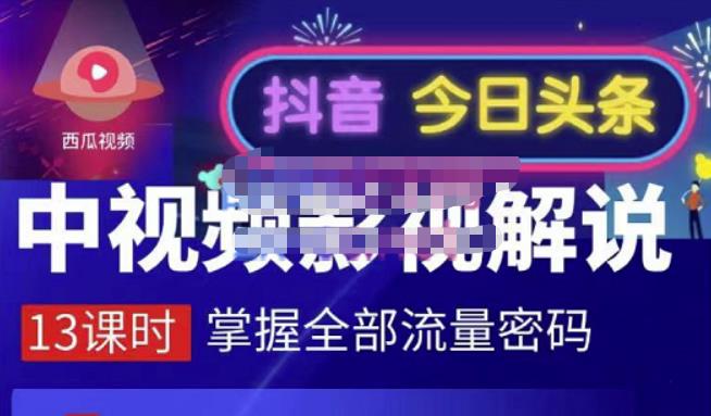 嚴如意·中视频影视解说—掌握流量密码，自媒体运营创收，批量运营账号-杨大侠副业网