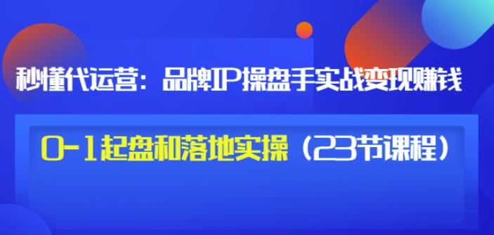 秒懂代运营：品牌IP操盘手实战赚钱，0-1起盘和落地实操（23节课程）价值199-杨大侠副业网