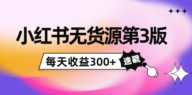 小红书无货源第3版，0投入起店，无脑图文精细化玩法，每天收益300+-杨大侠副业网