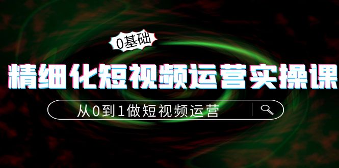 精细化短视频运营实操课，从0到1做短视频运营：算法篇+定位篇+内容篇-杨大侠副业网