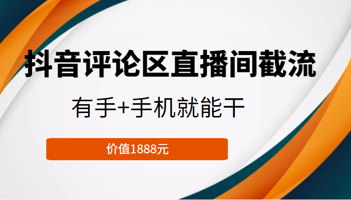 抖音评论区直播间截流，有手+手机就能干，门槛极低，模式可大量复制（价值1888元）-杨大侠副业网