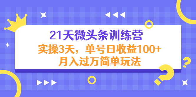 21天微头条训练营，实操3天，单号日收益100+月入过万简单玩法-杨大侠副业网