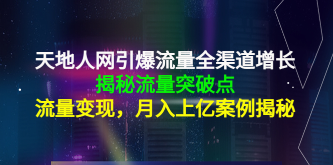 天地人网引爆流量全渠道增长：揭秘流量突然破点，流量变现，月入上亿案例-杨大侠副业网