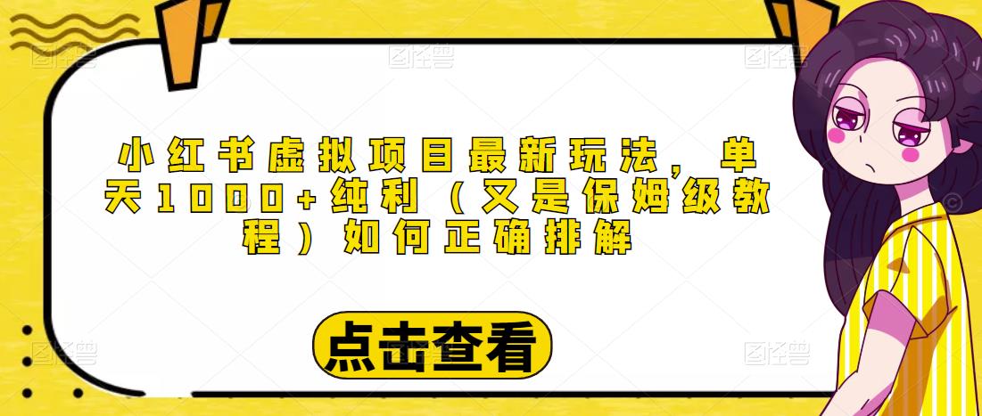 小红书虚拟项目最新玩法，单天1000+纯利（又是保姆级教程文档）-杨大侠副业网