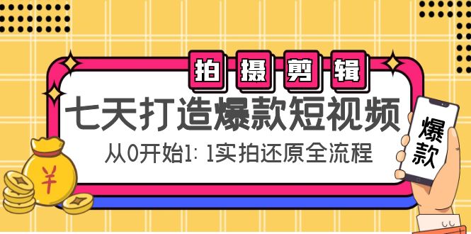 七天打造爆款短视频：拍摄+剪辑实操，从0开始1:1实拍还原实操全流程-杨大侠副业网