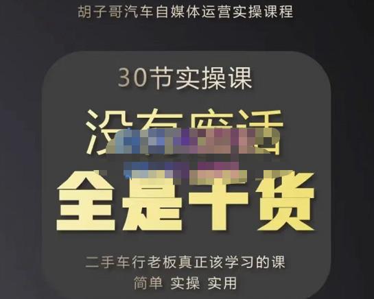 胡子哥·汽车自媒体运营实操课，汽车新媒体二手车短视频运营教程-价值8888元-杨大侠副业网