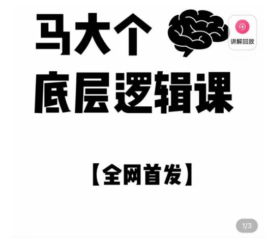 马大个·底层逻辑课，51节底层逻辑智慧课-价值1980元-杨大侠副业网