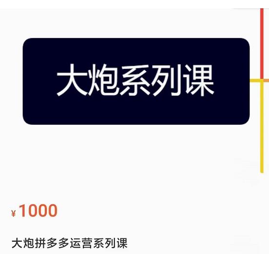 大炮拼多多运营系列课，各类​玩法合集，拼多多运营玩法实操-杨大侠副业网