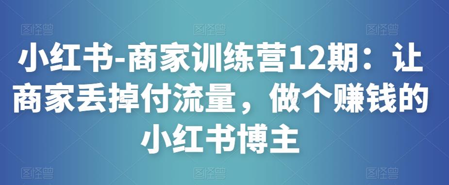 小红书-商家训练营12期：让商家丢掉付流量，做个赚钱的小红书博主-杨大侠副业网