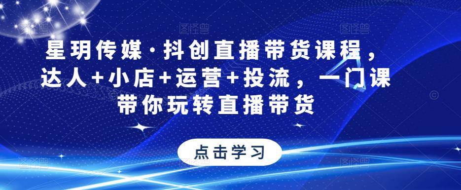 星玥传媒·抖创直播带货课程，达人+小店+运营+投流，一门课带你玩转直播带货-杨大侠副业网