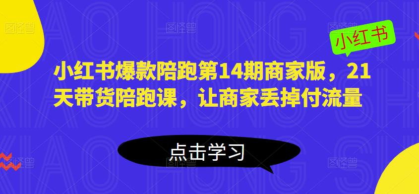 小红书爆款陪跑第14期商家版，21天带货陪跑课，让商家丢掉付流量-杨大侠副业网