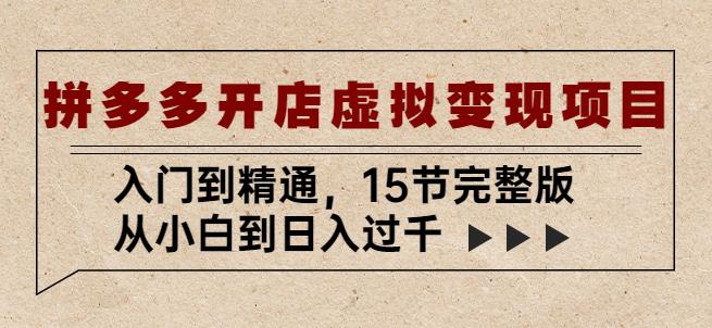 拼多多开店虚拟变现项目：入门到精通，从小白到日入过千（15节完整版）-杨大侠副业网