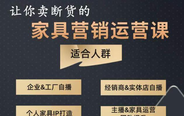 让你卖断货的家具营销运营课，打造高销量家具账号（短视频+直播+人物IP）-杨大侠副业网