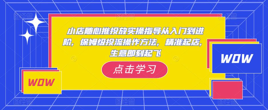 小店随心推投放实操指导从入门到进阶，保姆级投流操作方法，精准起店，生意即刻起飞-杨大侠副业网