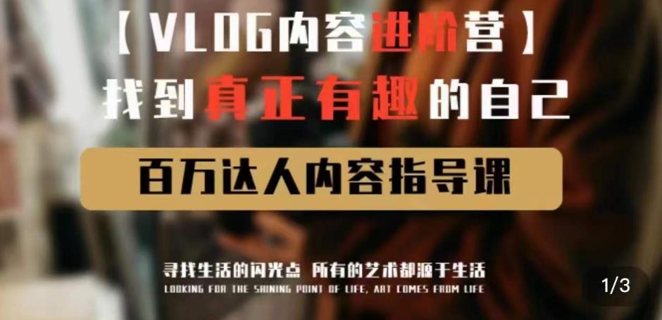 vlog内容进阶营，找到真正有趣的自己，百万达人内容指导课-杨大侠副业网