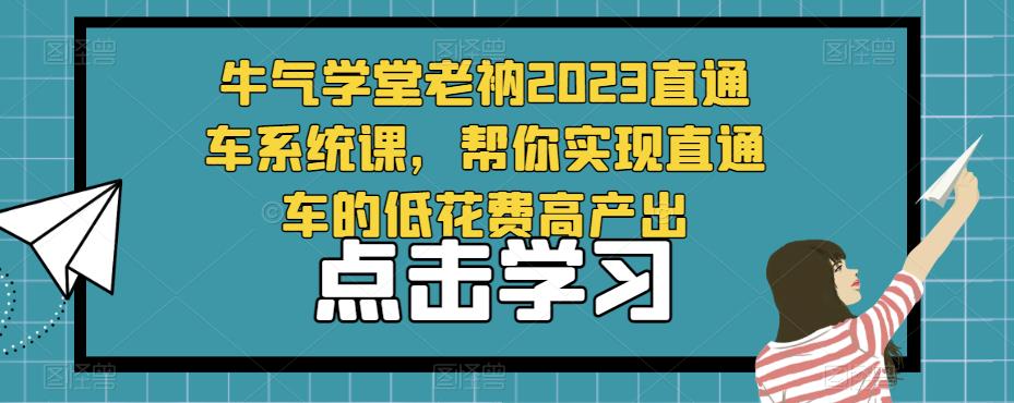 牛气学堂老衲2023直通车系统课，帮你实现直通车的低花费高产出-杨大侠副业网