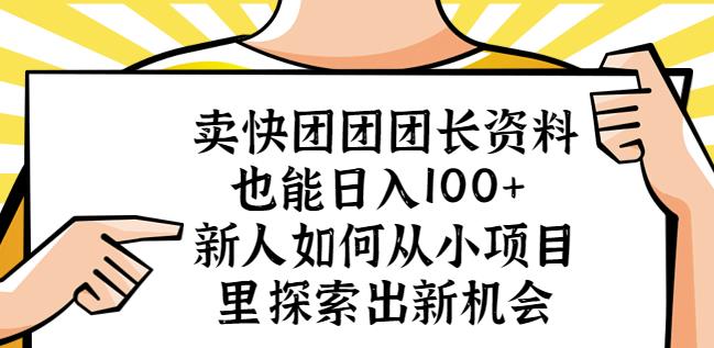 卖快团团团长资料也能日入100+新人如何从小项目里探索出新机会-杨大侠副业网