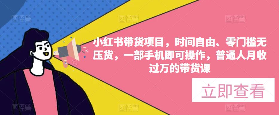 小红书带货项目，时间自由、零门槛无压货，一部手机即可操作，普通人月收过万的带货课-杨大侠副业网