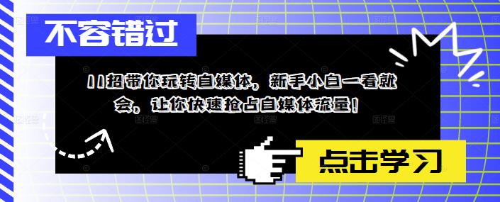 11招带你玩转自媒体，新手小白一看就会，让你快速抢占自媒体流量！-杨大侠副业网