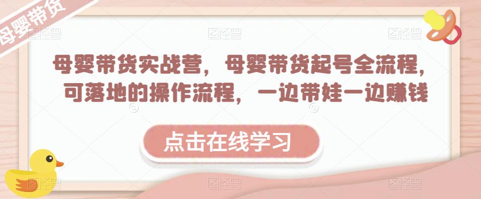 母婴带货实战营，母婴带货起号全流程，可落地的操作流程，一边带娃一边赚钱（附素材）-杨大侠副业网