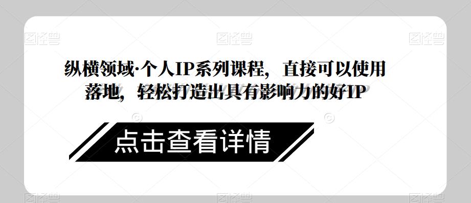 纵横领域·个人IP系列课程，直接可以使用落地，轻松打造出具有影响力的好IP-杨大侠副业网