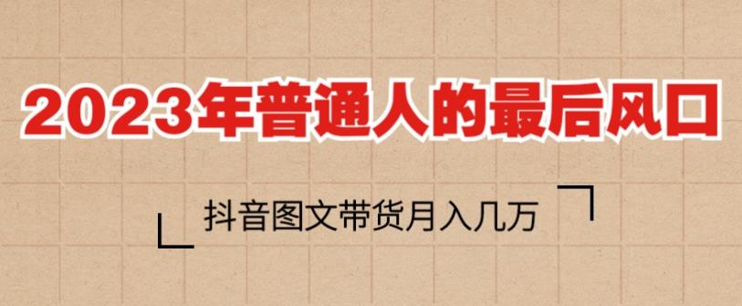 2023年普通人的最后风口，抖音图文带货月入几万，只需一部手机即可操作-杨大侠副业网