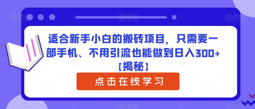 适合新手小白的搬砖项目，只需要一部手机、不用引流也能做到日入300+【揭秘】-杨大侠副业网