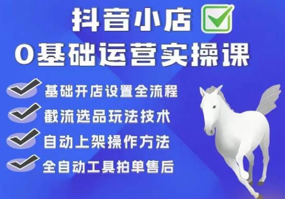 白马电商·0基础抖店运营实操课，基础开店设置全流程，截流选品玩法技术-杨大侠副业网