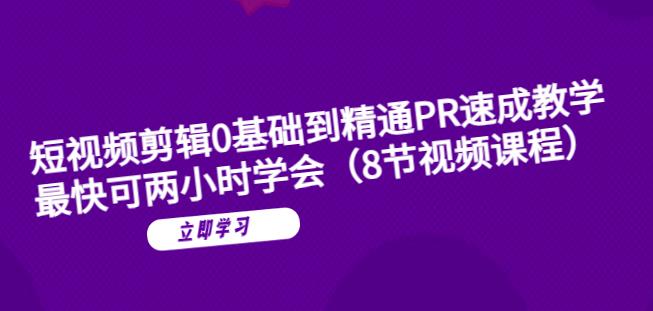 短视频剪辑0基础到精通PR速成教学：最快可两小时学会-杨大侠副业网