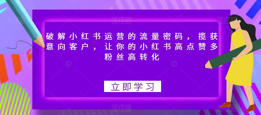 破解小红书运营的流量密码，揽获意向客户，让你的小红书高点赞多粉丝高转化-杨大侠副业网