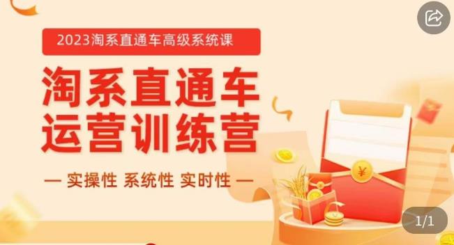 冠东·2023淘系直通车高级系统课，​实操性，系统性，实时性，直通车完整体系教学-杨大侠副业网