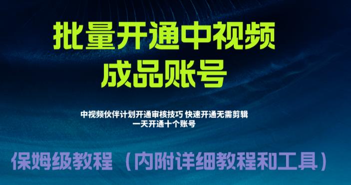 外面收费1980的暴力开通中视频计划教程，内附详细的快速通过中视频伙伴计划的办法-杨大侠副业网