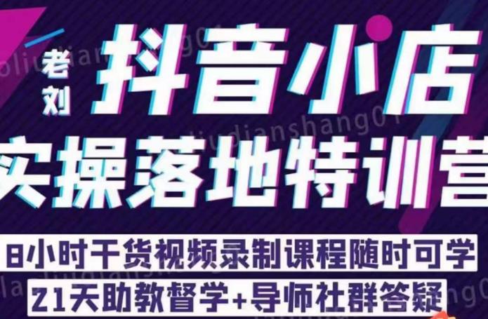 老刘·抖店商品卡流量，​抖音小店实操落地特训营，8小时干货视频录制课程随时可学-杨大侠副业网