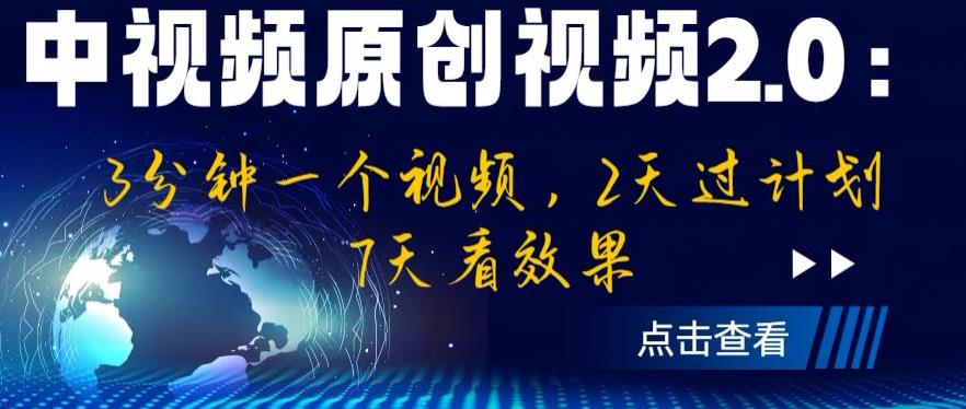 中视频原创视频2.0：3分钟一个视频，2天过计划，7天看效果【揭秘】-杨大侠副业网