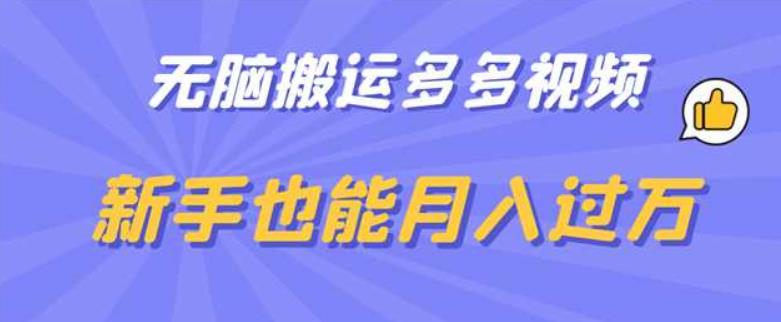 无脑搬运多多视频，新手也能月入过万【揭秘】-杨大侠副业网