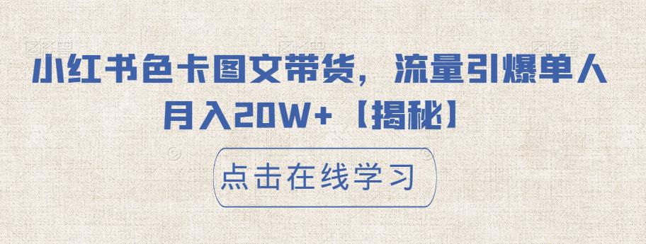 小红书色卡图文带货，流量引爆单人月入20W+【揭秘】-杨大侠副业网