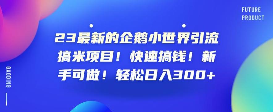 23最新的企鹅小世界引流搞米项目！快速搞钱！新手可做！轻松日入300+【揭秘】-杨大侠副业网